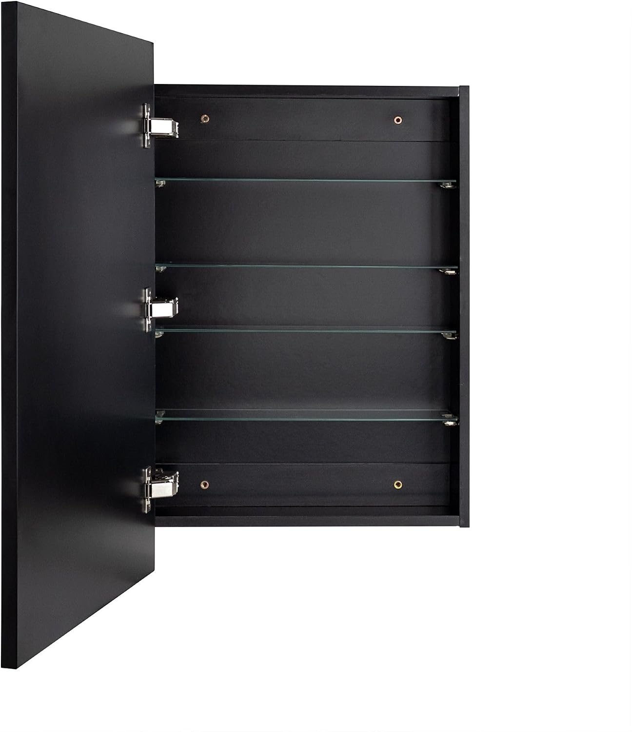 TEHOME 20'' x 30'' Black Recessed and Surface Mount Bathroom Medicine Cabinet with Mirror Matt Black Square Cornered Metal Framed Rounded Rectangle Medicine Cabinet Mirror
