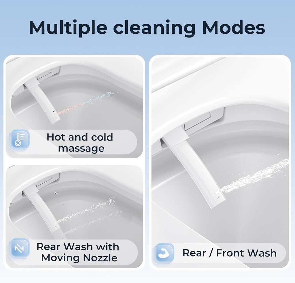 Smart Toilet with Bidet Built in Tank, Rear & Feminine Wash, Air Dryer, Auto Flush, Foot Sensor Flush, Heated Seat, Warm Water Self Cleaning, 12' Rough In, One-Piece Elongated (ZY695 Core)