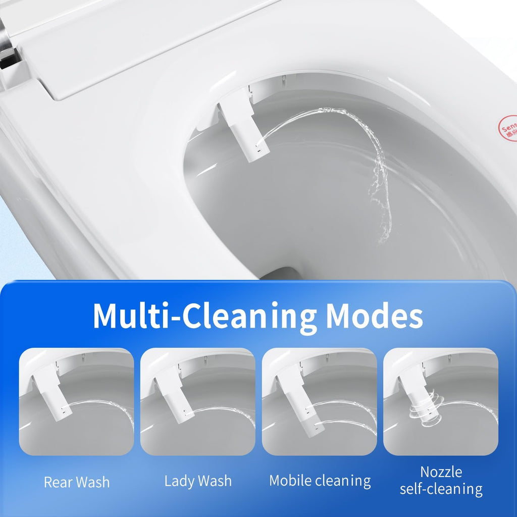 Tankless Smart Toilet with Bidet Built-In Ultimate Model Auto Open/Close Seat Foot Sensor LED Display Night Light Revolving Lamp Warm Water & Dryer Adjustable Temp Side Knob (S21G)