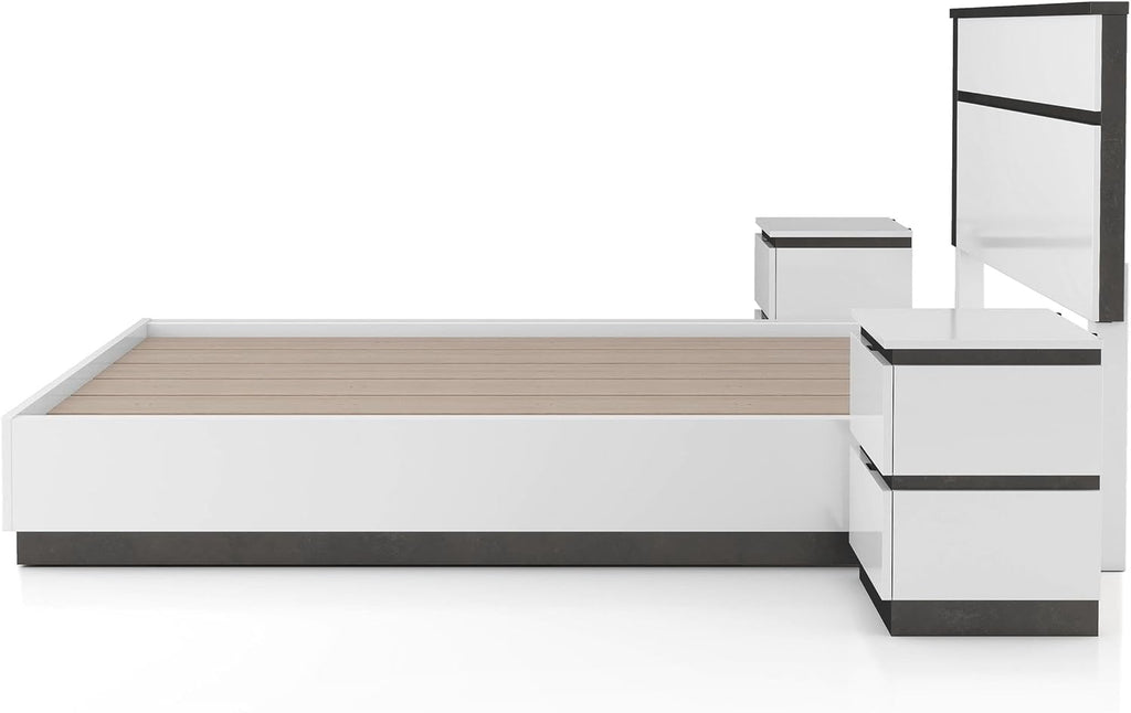 Furniture of America FOA Misti 3-Piece White Wood Bedroom Set - Cal King + 2 Nightstands