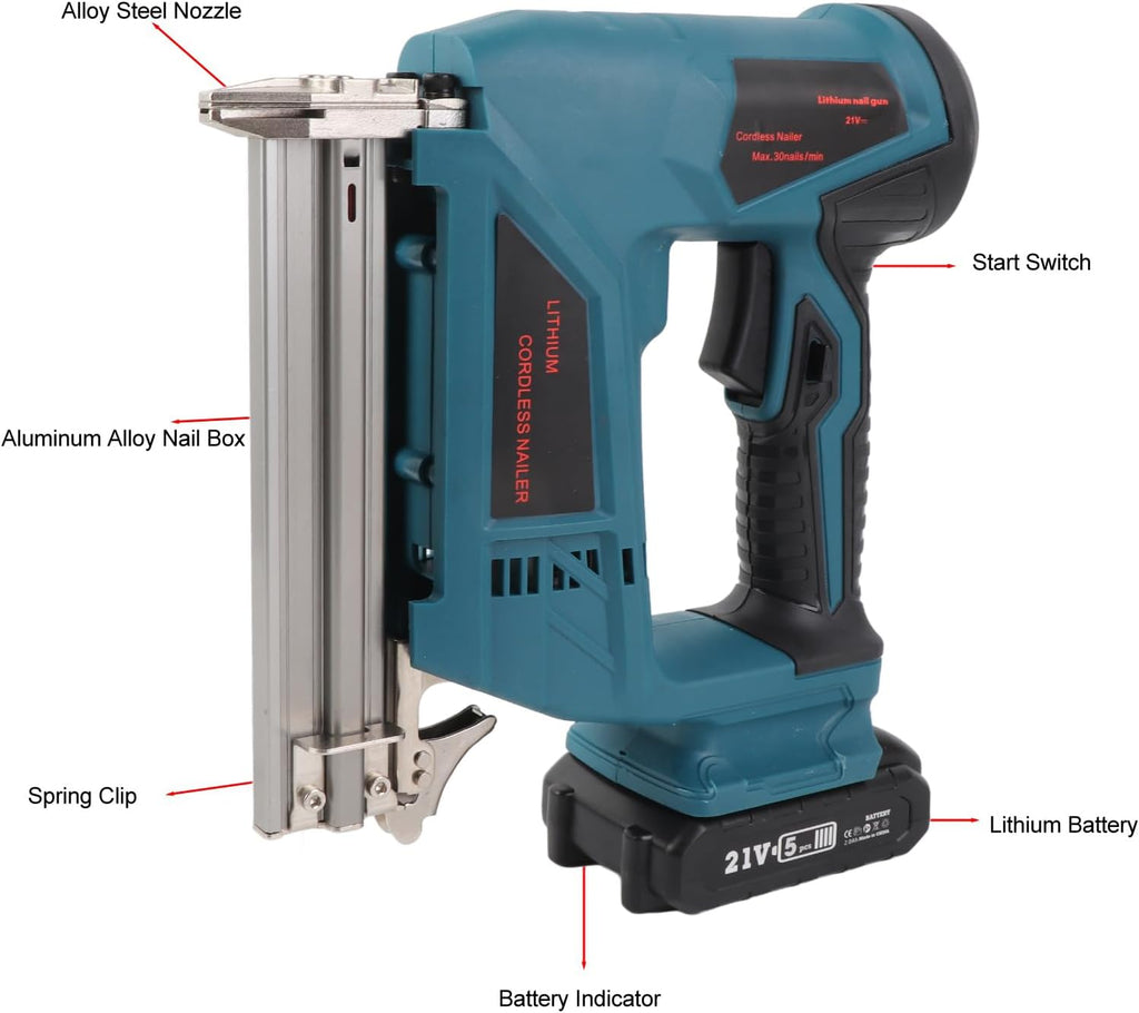 Cordless Nail Gun Battery Powered Humanized Brad Nailer for Furniture Decoration Woodworking