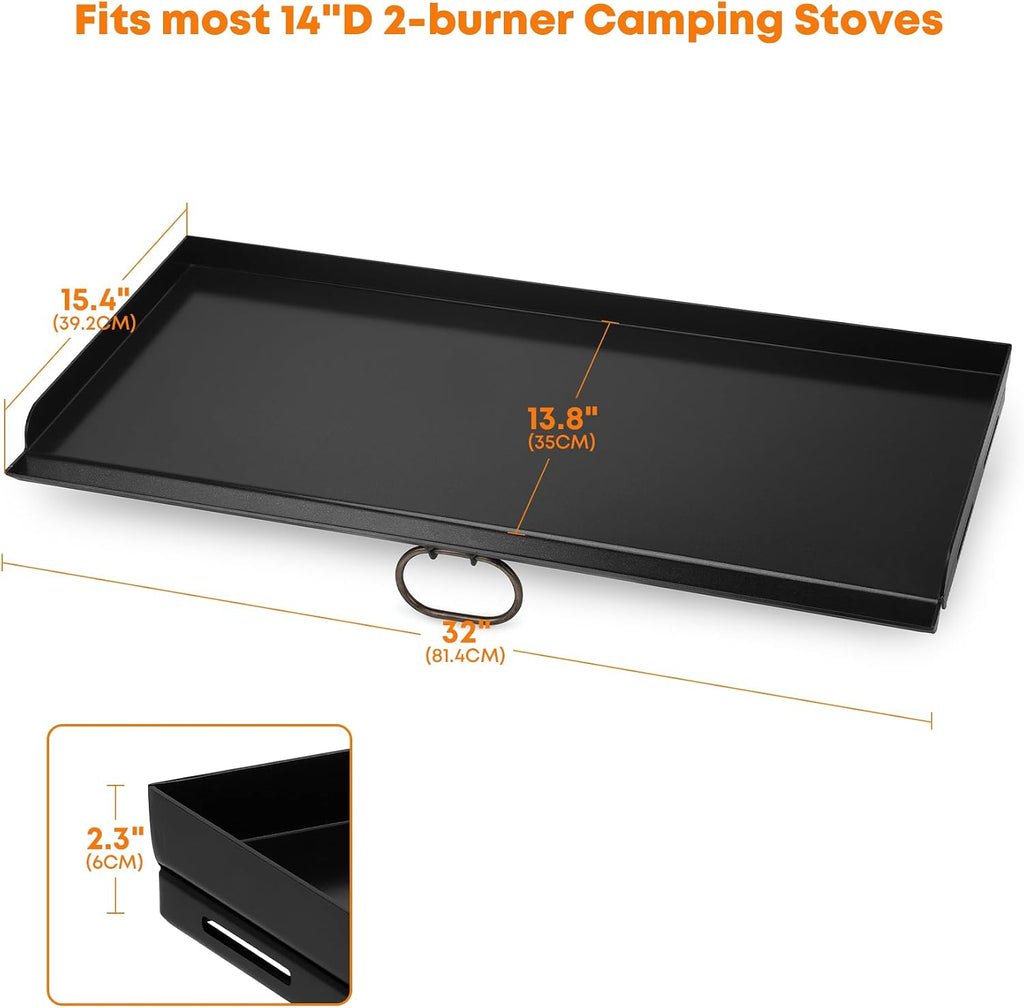 Stanbroil Universal 2-Burner Griddle, Nonstick Flat Top Griddle for Camp Chef and most 14' Deep Camping Stoves, 32' x 14'