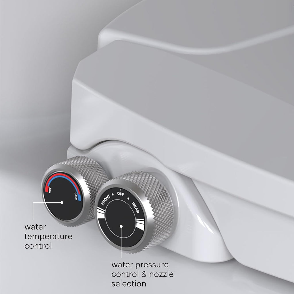 Brondell Swash Bidet Toilet Seat, Non-Electric, Dual Temperature, Fits Round Toilets, White – Dual Nozzle System – with Easy Installation