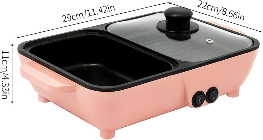 Electric Grill Hot Pot 2 In 1, Multifunctional Smokeless Grill Indoor Teppanyaki Grill/Shabu Pot Separate Dual Temperature Contral, Non-Stick Pan BBQ Capacity for 1-42 People