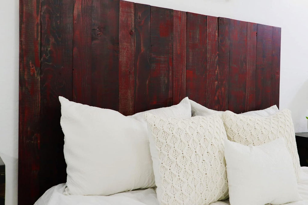 Barn Walls Red Dragon Skin Headboard, Modern Design, Solid Wood Headboard, Floating Panels, Wall Mount, Adjustable Height, Easy Assembly, King Size
