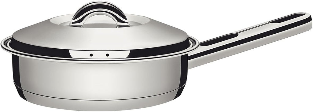 TRAMONTINA 62500/200 Solar, Frying Pan with Lid, Deep Type, 7.9 inches (20 cm), Stainless Steel, 3 Layers on the Bottom, Dishwasher Safe, Gas Compatible, IH Compatible, Respect for the Aged Day,
