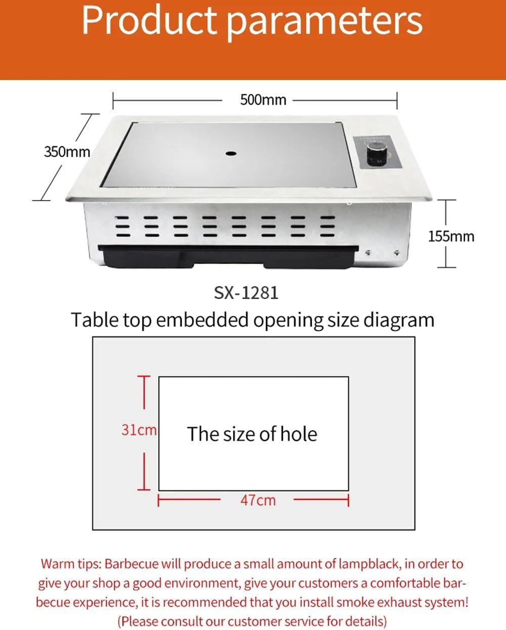 Electric Barbecue Grill, Household Smokeless Griddle Grill, Commercial BBQ Pan Table Top Grill with Temperature Knob, Tabletop BBQ Cooking Grill for Kitchen Outdooe Indoor Restaurant Camping