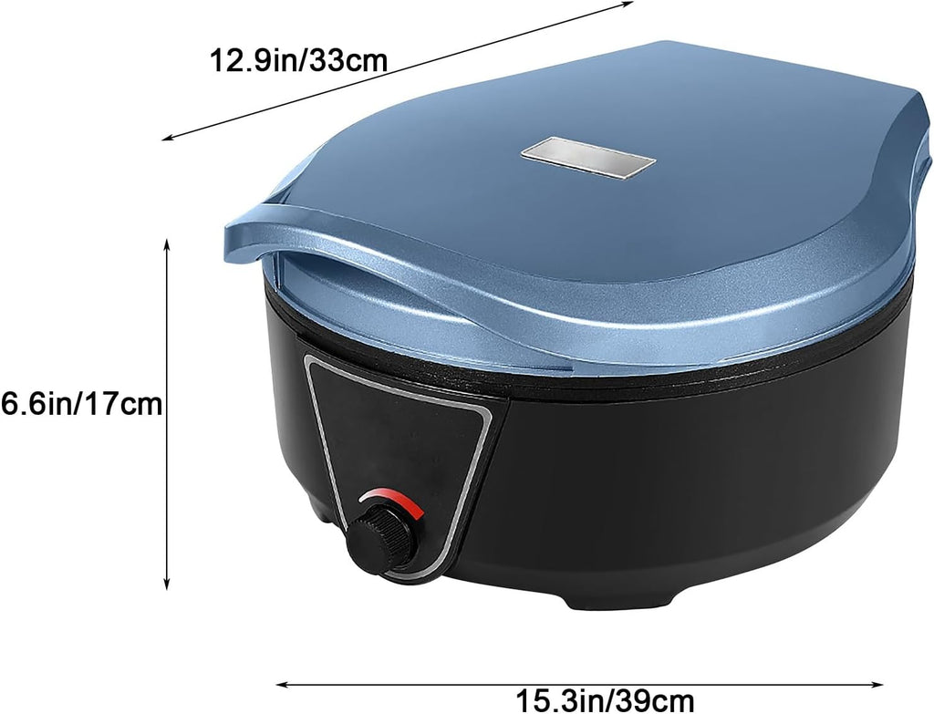 Electric Frying Pan, Electric Griddles, Pizza Maker Machine for Indoor Grill, for Pancakes, Cookies, Burgers(Blue)