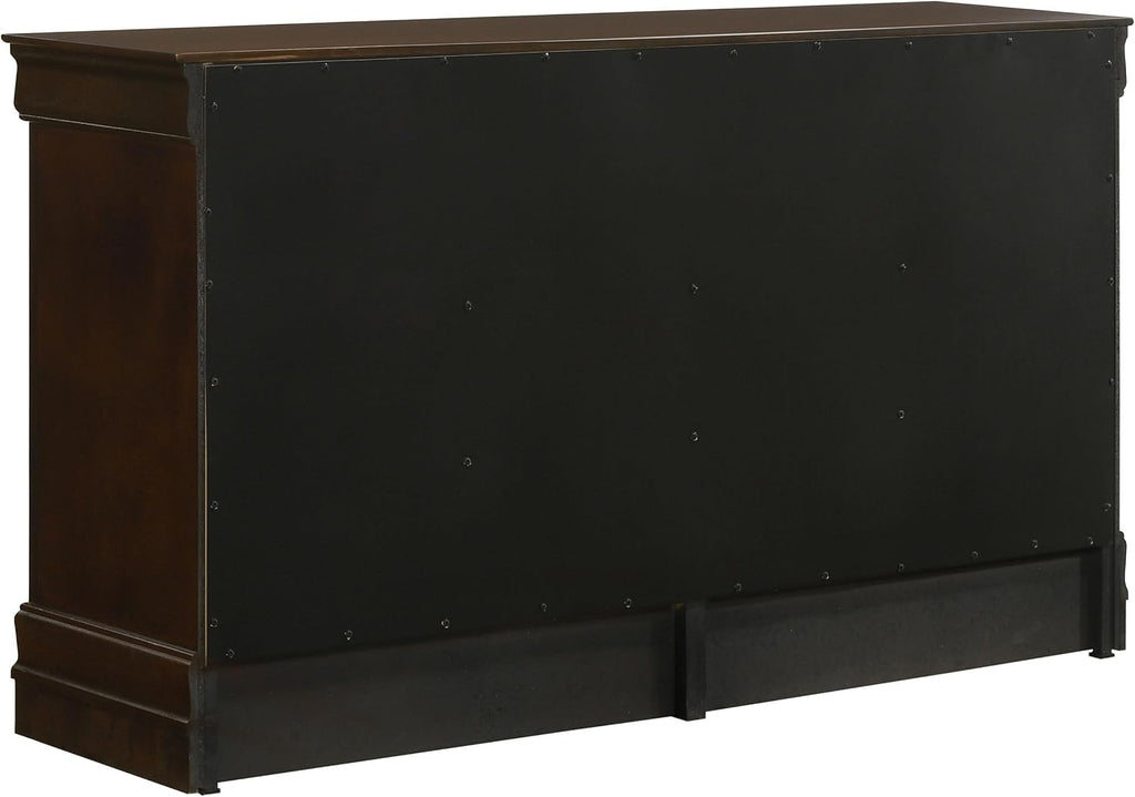 Coaster Home Furnishings Louis Philippe 4-piece Bedroom Set Full Size Traditional Wooden Sleigh Bed Frame 47-Inch Panel Headboard Nightstand Dresser Mirror and Chest Cappuccino Brown 202411F-S5