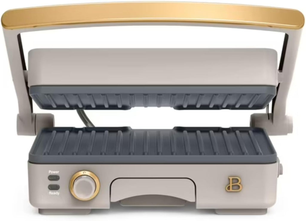 Panini Press Indoor Grill 2-in-1 Electric Contact Grill with Removable Nonstick Plates, 1200W Adjustable Temperature Sandwich Maker (Porcini Taupe)