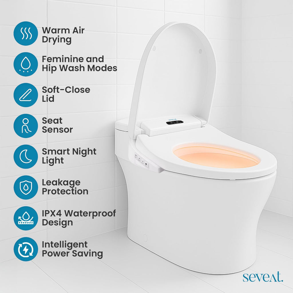 Electric Heated Bidet Toilet Seat – Instant Warm Water, Dryer, Feminine & Rear Wash | Wireless Remote | Self-Cleaning Nozzle | LED Temperature Display | Bathroom Comfort and Hygiene (Elongated)