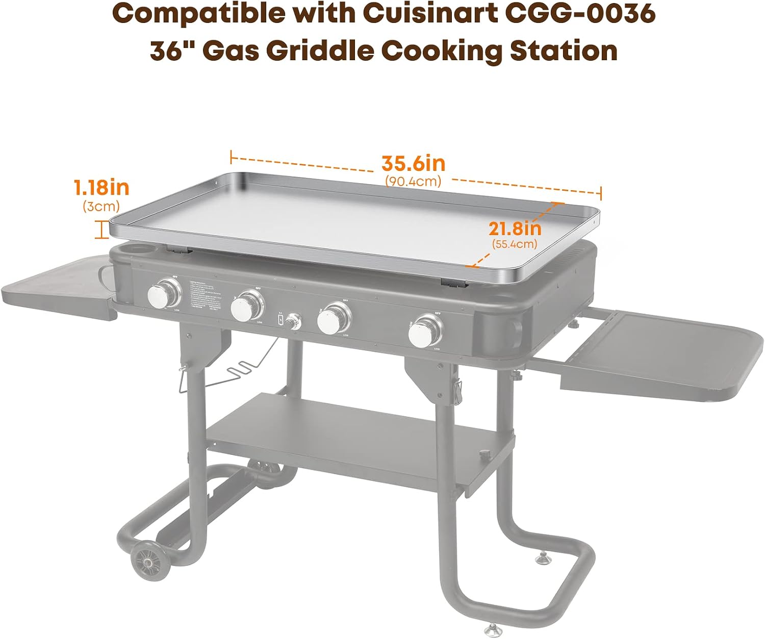 Stanbroil Flat Top Griddle for Cuisinart CGG-0036 36' 4-Burner Gas Grill, Stainless Steel Griddle Replacement Top with Dual Grease Management System