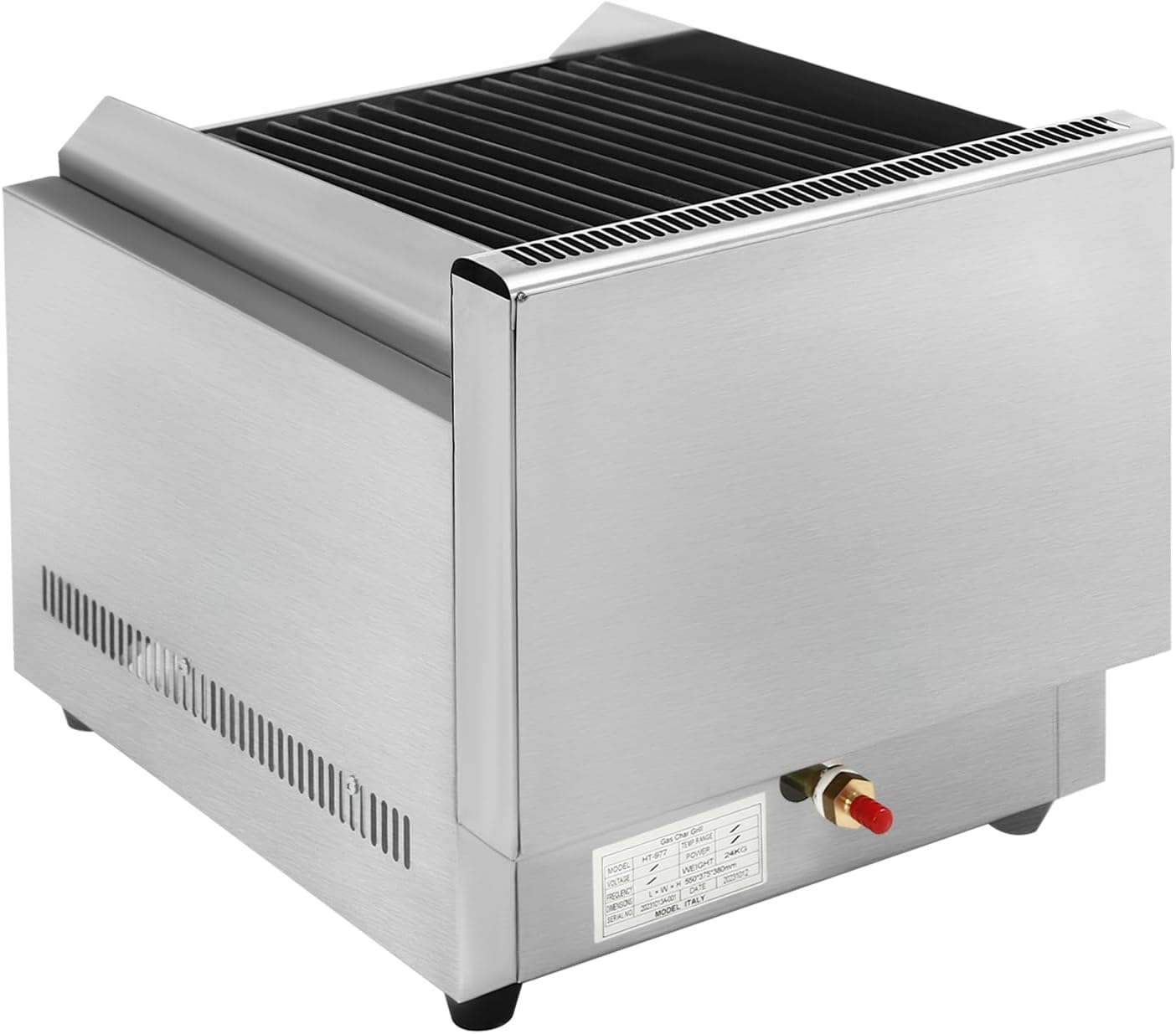 Commercial Gas Grill, Professional Gas Broiler Grill with Dual I Type Burners Cast Iron Grill Independent Knob and Switches Removable Grill Pans Stainless Steel Gas Grill for Western Restaurants Etc