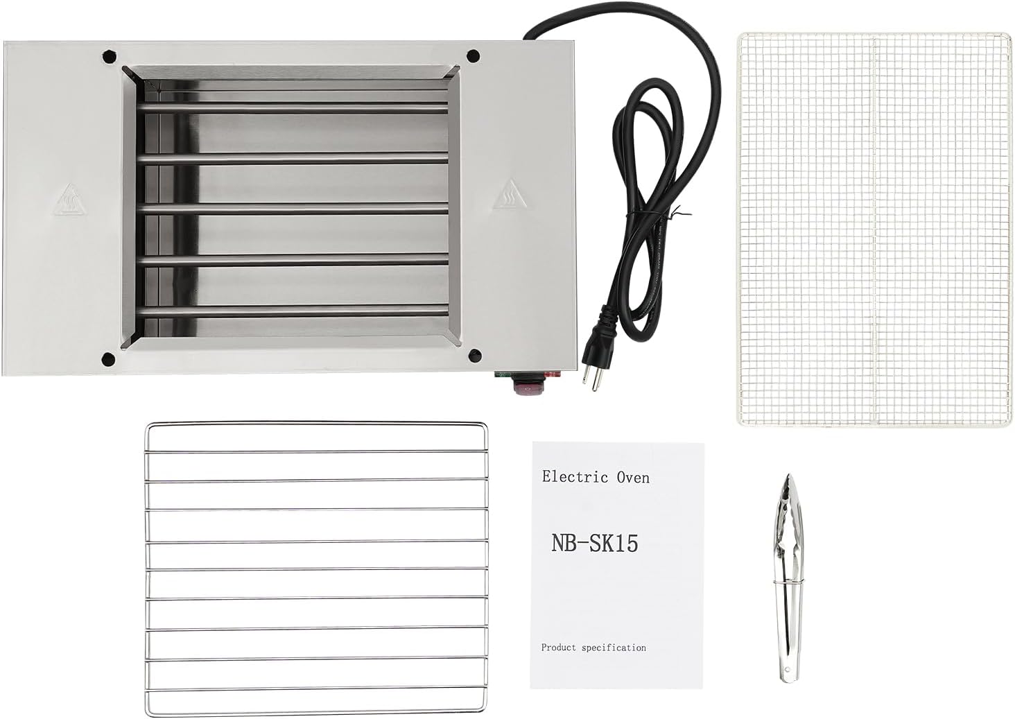 Electric Grill,Barbecue Smokeless Indoor Grill,110V 1.5KW Commercial Electric Countertop Griddles Stainless Steel Adjustable Temperature Control 32-446 ° F for Home or Restaurant Use,Silver