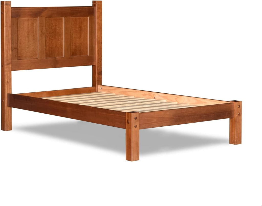 Grain Wood Furniture Shaker Solid Wood Panel Platform Bed, Twin Size, Walnut