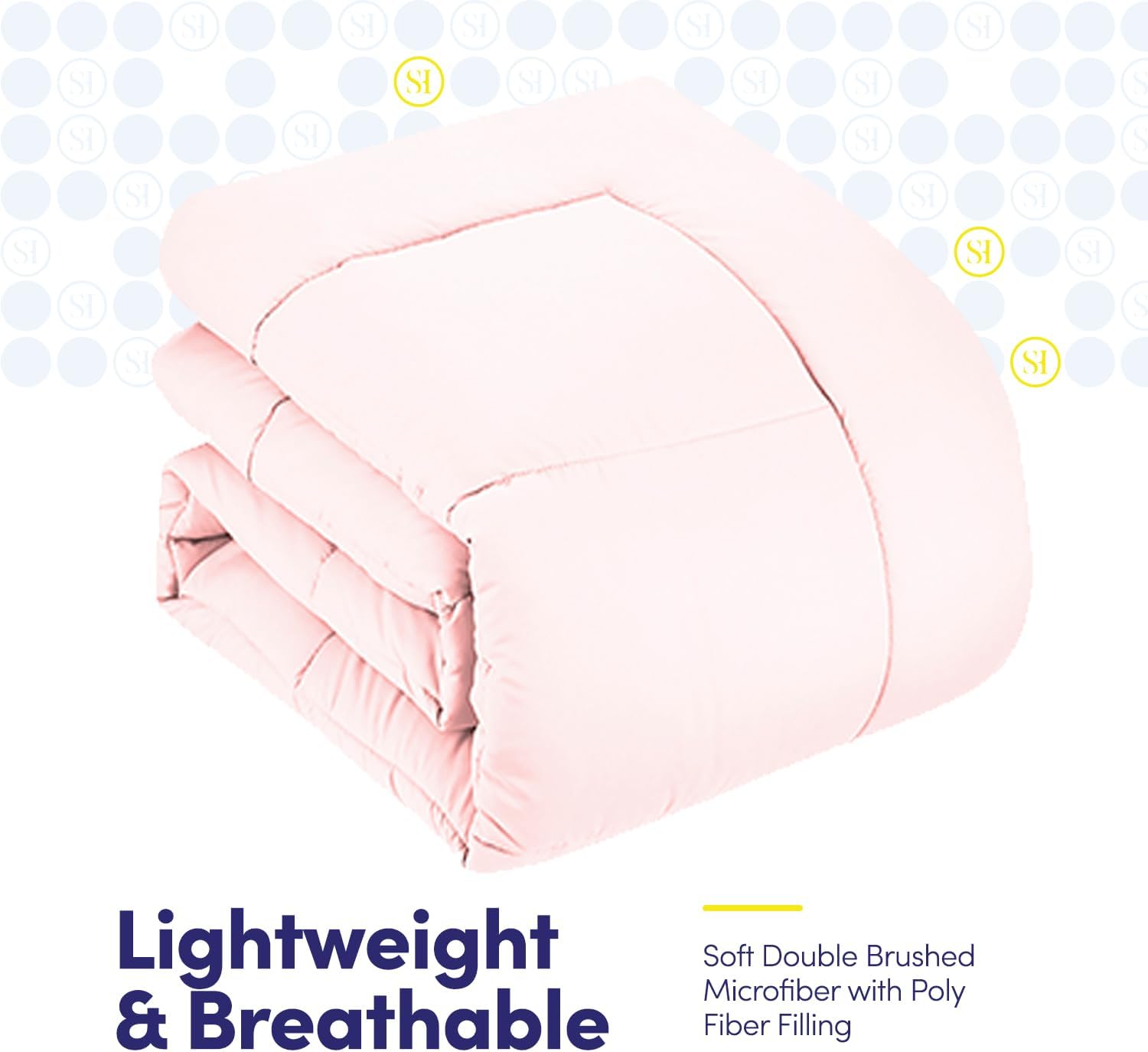 Sweet Home Collection 7 Piece Comforter Set Bag Solid Color All Season Soft Down Alternative Blanket & Luxurious Microfiber Bed Sheets, Pale Pink, Twin XL (Pack of 4)