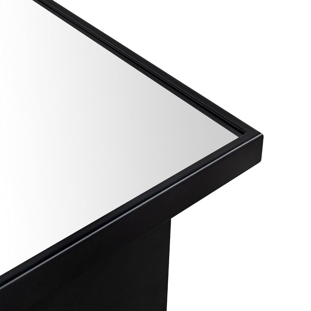 TEHOME 16.5'' x 24'' Black Recessed and Surface Mount Bathroom Medicine Cabinet with Mirror Matt Black Square Cornered Metal Framed Rounded Rectangle Medicine Cabinet Mirror