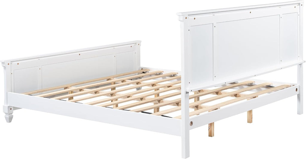 Christopher Knight Home Todie Modern King Size Bed Frame with Headboard, Wooden King Size Platform Bed Frame, Farmhouse King Size Bed Set, No Box Spring Needed, Easy Assembly, White