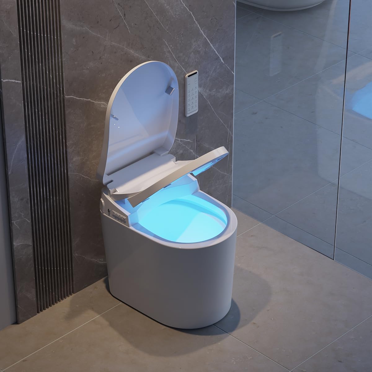 Homary Modern Smart Toilet, One-Piece Elongated Intelligent Bidet Toilet with Auto Flush, Heated Seat, Warm Water, Self Cleaning, Foot Sensor Flush, Tankless Design, LED Night Light