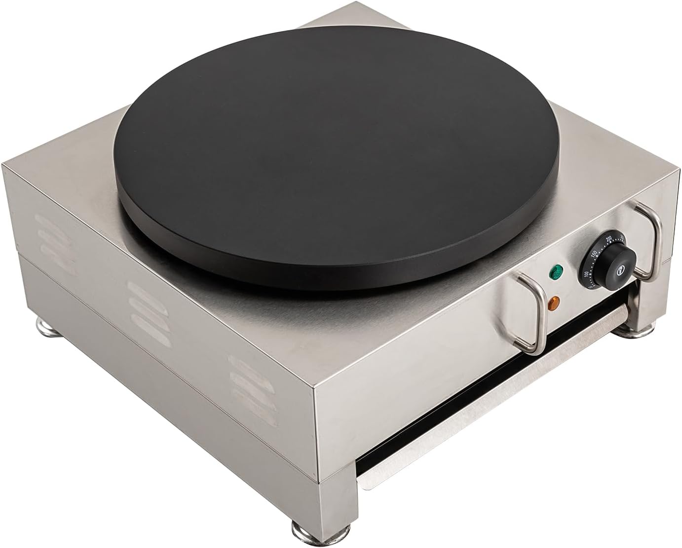 Commercial Electric Crepe Maker, 2200W 16 Inch Nonstick Crepe Pan Electric Crepe Griddle, Large Round Commercial Crepe Machine 122°F-572°F Temp. Range for Crepes, Blintzes, Tortillas, Eggs