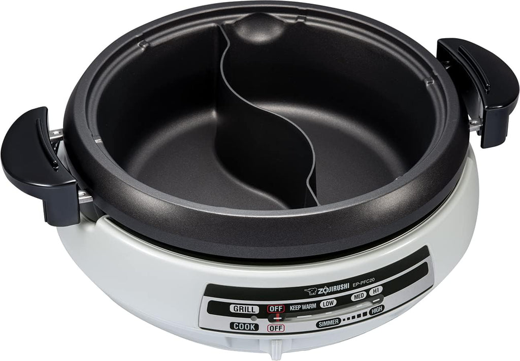 Zojirushi EP-PFC20HA, Gourmet d'Expert® Electric Skillet for Yin Yang Hot Pot & EA-DCC10 Gourmet Sizzler Electric Griddle,Stainless Brown Extra Large