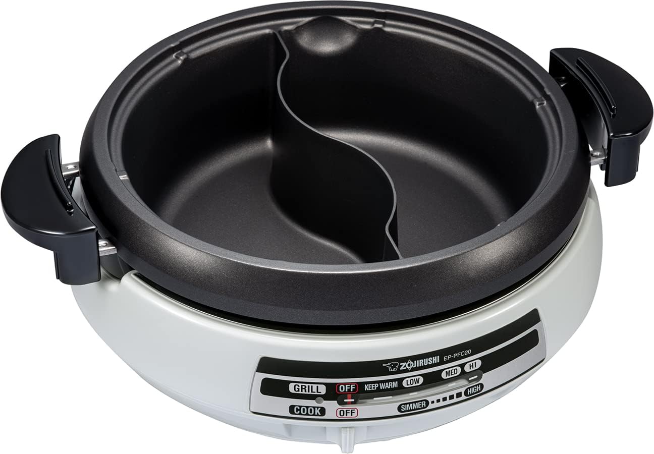 Zojirushi EP-PFC20HA, Gourmet d'Expert® Electric Skillet for Yin Yang Hot Pot & EA-DCC10 Gourmet Sizzler Electric Griddle,Stainless Brown Extra Large