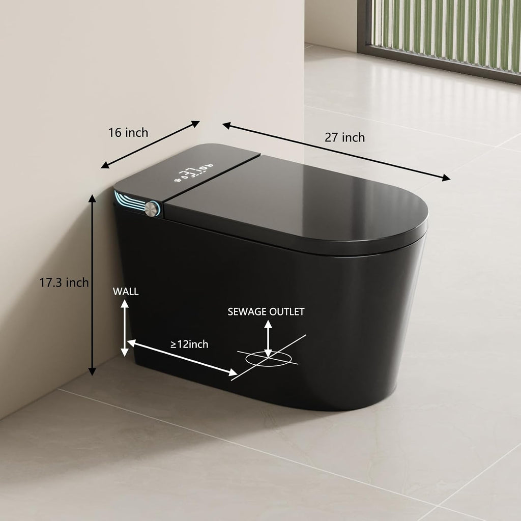 BONSAM Smart Toilet with Auto Open/Close Lid, Modern Toilet with Bidet Built In, Foam Shield, Auto Flush, Warm Water&Dryer, Self-Cleaning Heated Seat Toilet with Remote Control for Seniors & Families.