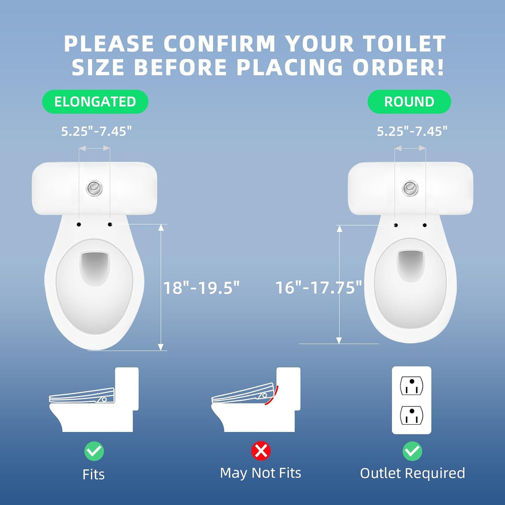 Electric Bidet Toilet Seat Elongated, Heated Bidet Seat with Instant Warm Water, Warm Air Dryer, Self-Cleaning Stainless Steel Nozzle, Heated Seat, Night Light, Remote Control, Soft Close