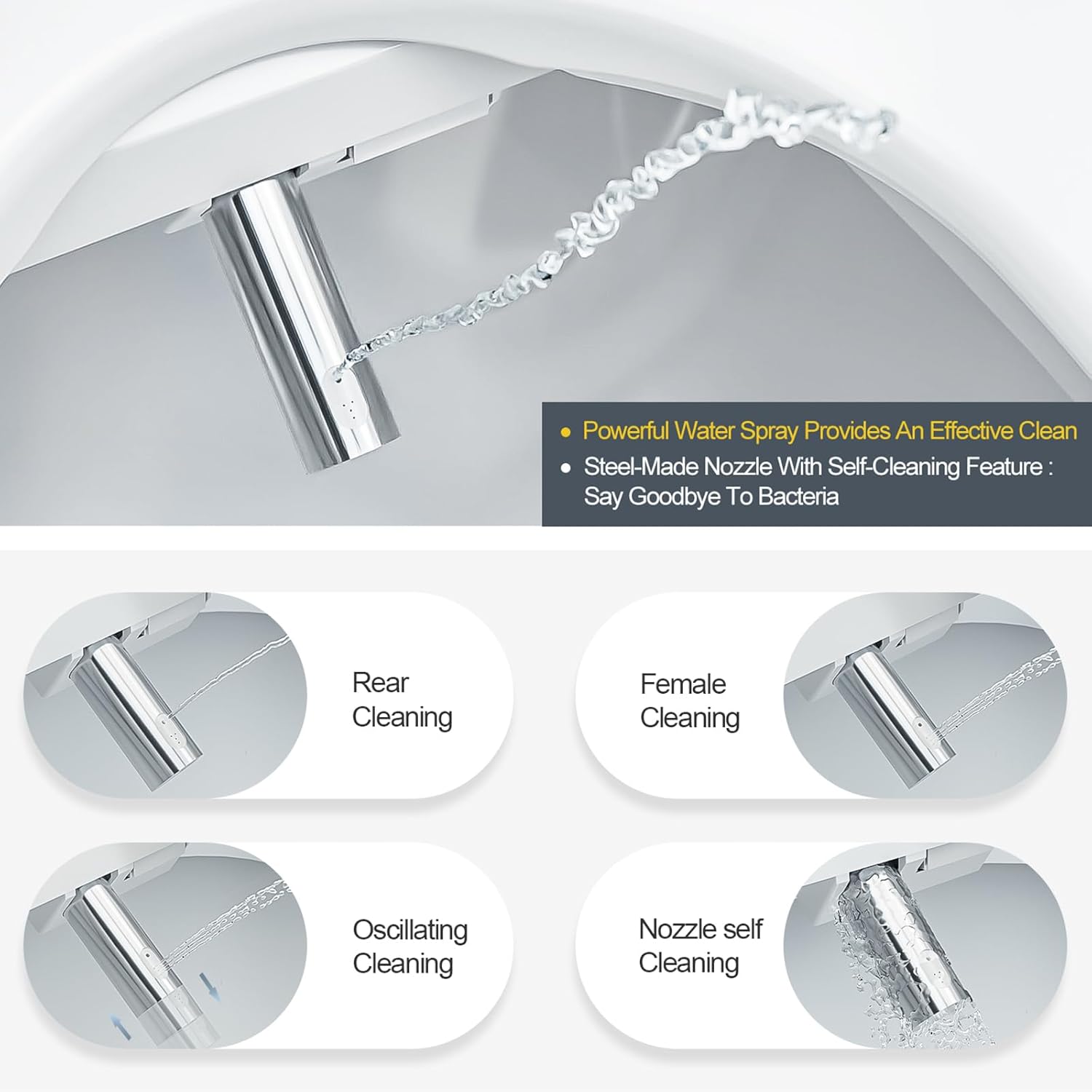 ZMJH Bidet Toilet Seat, Electric Smart Heated Seat with Slow Closes, Vortex Wash, Warm Dryer, Rear and Front Wash, Warm Water, Remote Control, and Night Light, White, A102S-W (Elongated)
