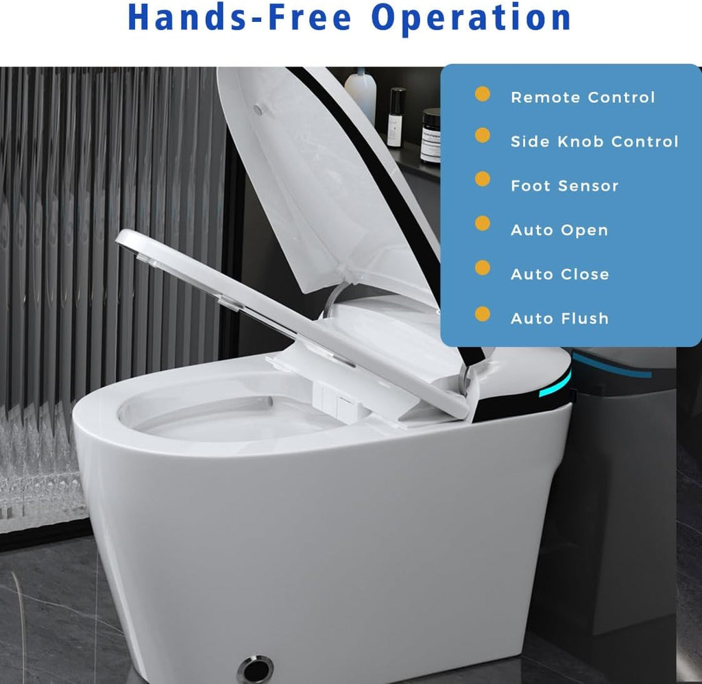 SouNor Smart Toilet with Elongated Bidet,Adjusted Heated Seat, Warm Water and Air Dry, Auto Flush Convenient For All Users, White