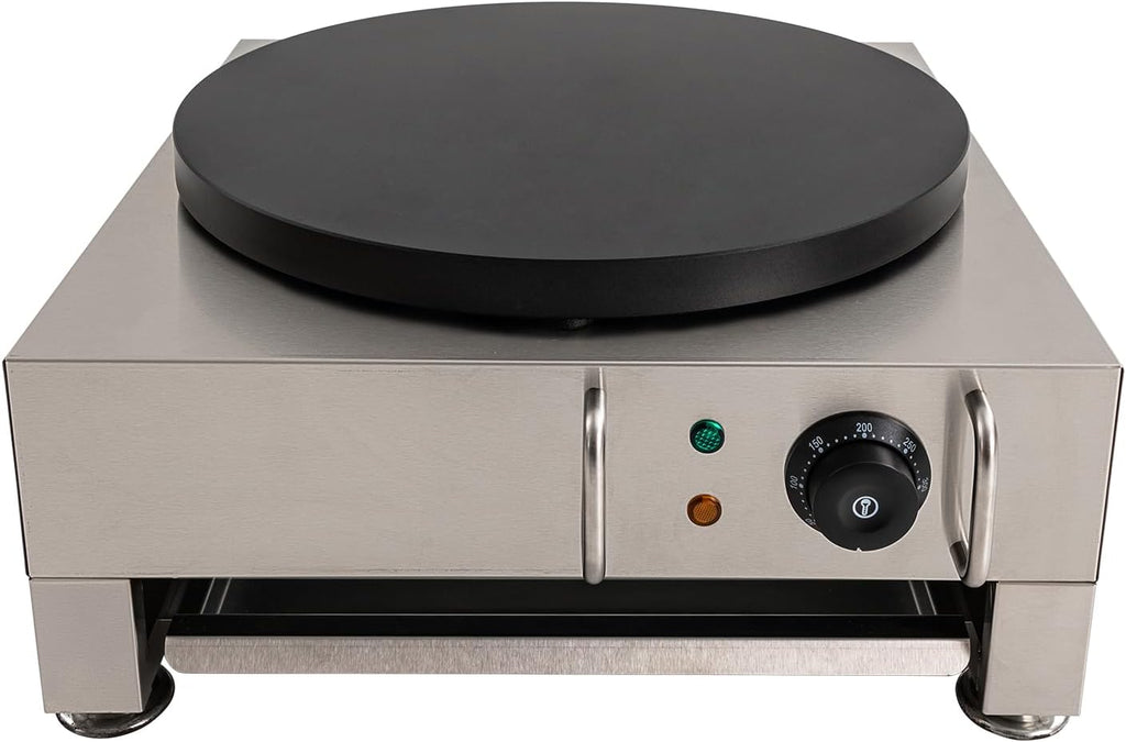 Commercial Electric Crepe Maker, 2200W 16 Inch Nonstick Crepe Pan Electric Crepe Griddle, Large Round Commercial Crepe Machine 122°F-572°F Temp. Range for Crepes, Blintzes, Tortillas, Eggs