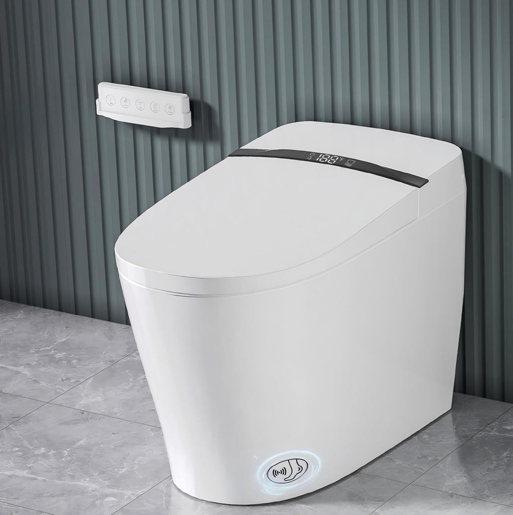 EchosLife Smart Toilet with Bidet Built In, One Piece Elongated Toilet with Tank, Pump-Assisted Flush, Heated Seat, Warm Water Wash & Air Dryer, Foot Sensor Flush, LED Display