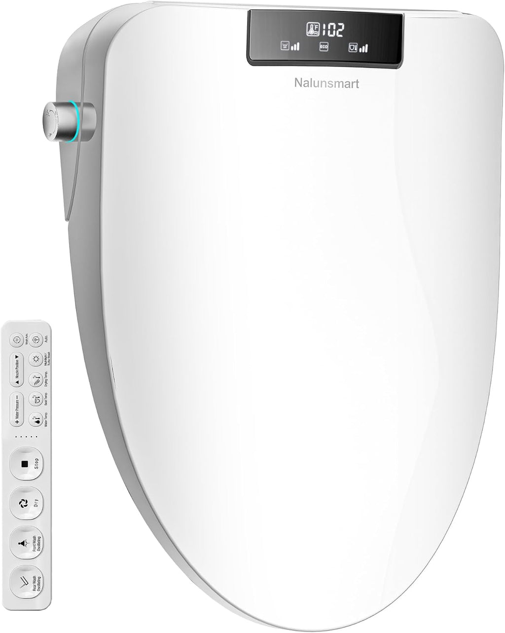 Toilet Bidet Seat, Elongated Toilet Seat Bidet with Dryer and Warm Water, Electronic Heated Toilet Seat Temperature Adjustable, Front and Rear Oscillation Cleaning, Remote Control