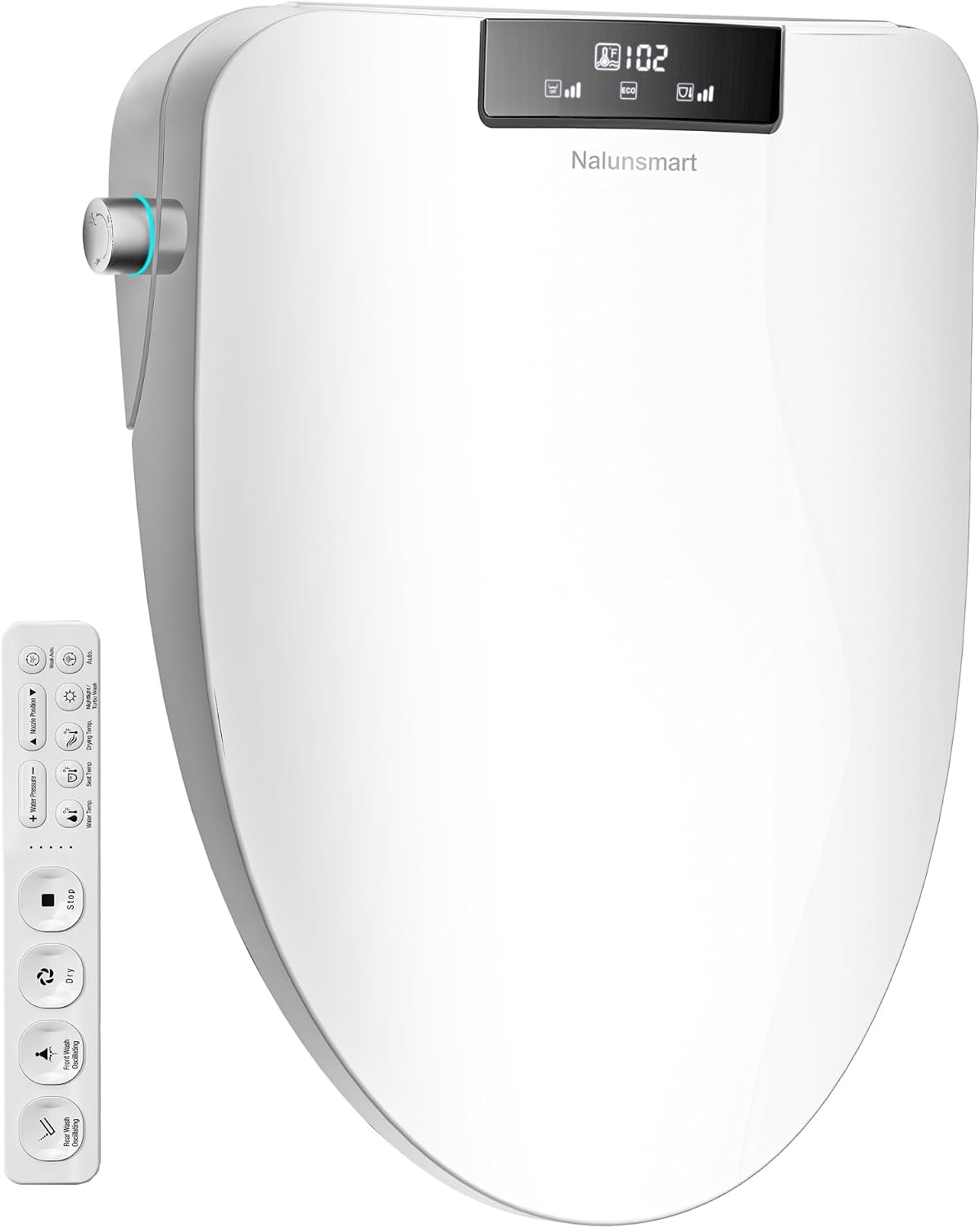 Toilet Bidet Seat, Elongated Toilet Seat Bidet with Dryer and Warm Water, Electronic Heated Toilet Seat Temperature Adjustable, Front and Rear Oscillation Cleaning, Remote Control