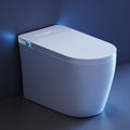 Smart Toilet with Bidet Built in, Bidet Toilet with Heated Seat and Night Light,Warm Water Wash&Dry, Modern Tankless Toilet for Bathroom, One Piece Toilets with Soft Close, Foot Sensor, Auto Lid&Seat