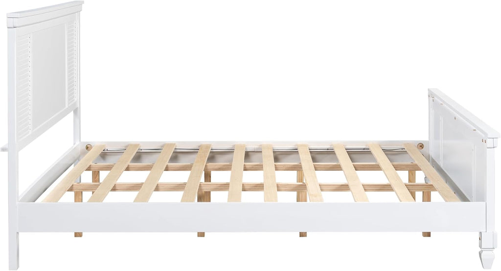 Christopher Knight Home Todie Modern King Size Bed Frame with Headboard, Wooden King Size Platform Bed Frame, Farmhouse King Size Bed Set, No Box Spring Needed, Easy Assembly, White