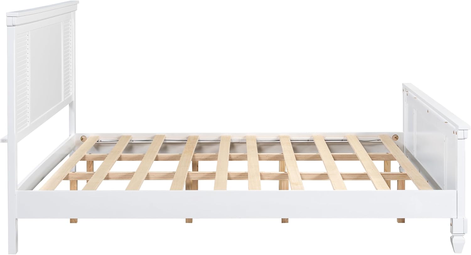 Christopher Knight Home Todie Modern King Size Bed Frame with Headboard, Wooden King Size Platform Bed Frame, Farmhouse King Size Bed Set, No Box Spring Needed, Easy Assembly, White