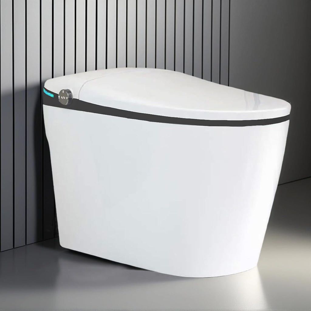 SouNor Smart Toilet with Elongated Bidet,Adjusted Heated Seat, Warm Water and Air Dry, Auto Flush Convenient For All Users, White