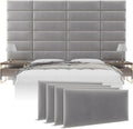 Vänt Upholstered Wall Panels - King/Cal King Size Wall Mounted Velvet Headboards - Velvet Platinum Grey - Twin/King - Set of 4 Panels (Each Individual Panel 39'x11.5')
