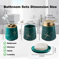 Bathroom Accessories Set Ceramic Bathroom Accessory Set Plant Patterns Accessories with Soap Dispenser Dish Tumbler for Home Decor Victorian(4 Piece Set-Green)