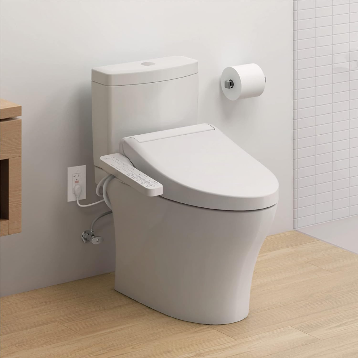 TOTO® WASHLET® C2 Electronic Bidet Toilet Seat with PREMIST and EWATER+ Wand Cleaning, Elongated, Cotton White - SW3074#01