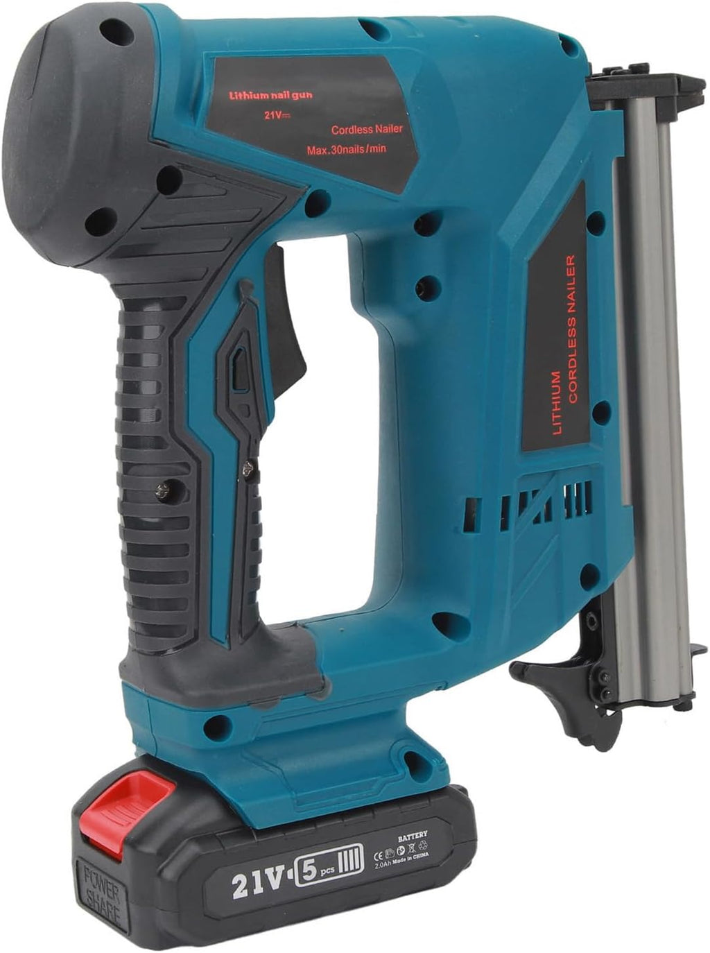 Yunseity Electric Brad Nailer, 100 Nail Capacity, Average 60, Maximum 100 Nails Minute, Lithium Battery x1 (2Ah, for Wood Inlay and Furniture Production, Wiring Boards and Baseboards (US