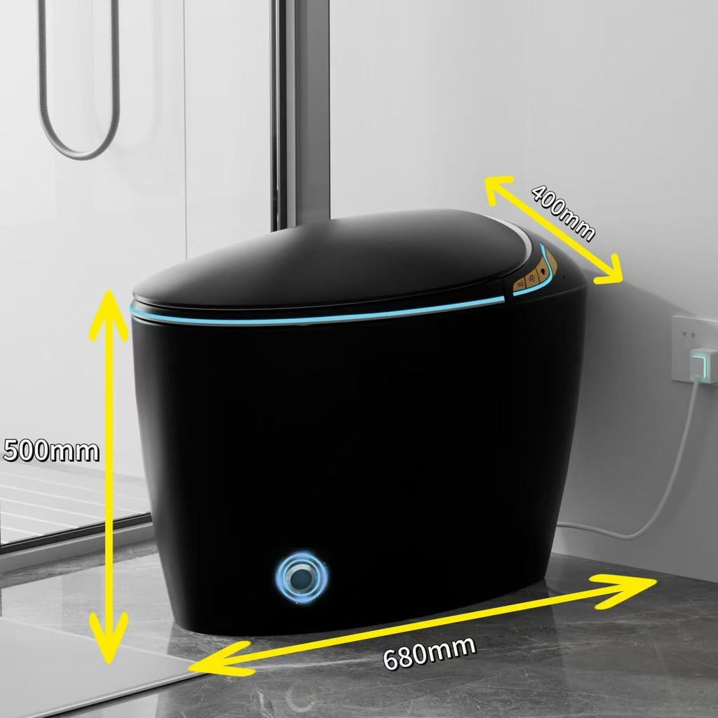 SouNor Modern Smart Toilet with Bidet Heated Seat, Auto Flush,Varied Cleaning Mode,LED Night Light,Auto Open & Soft Close Seat,Warm Air Drying,Black.