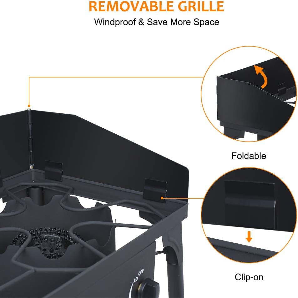 Camplux Camping Stove 2 Burners, Propane Burner 260,000 BTU, Heavy Duty Gas Stoves for Outdoor Cooking