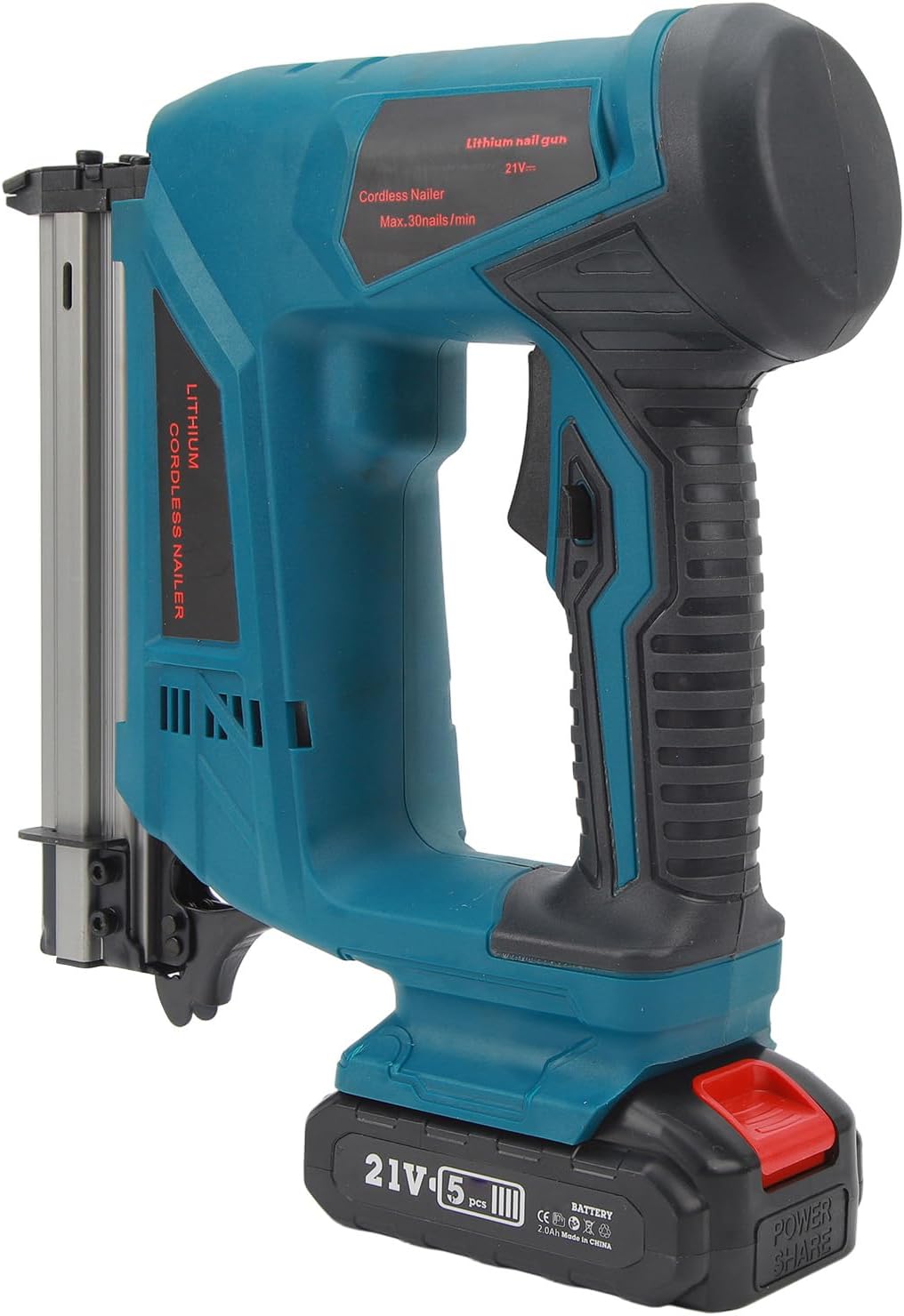 Cordless Brad Nailer, Reduce Work Strength Lithium Cordless Nailer Copper Motor for Woodworking (US Plug 100‑220V)