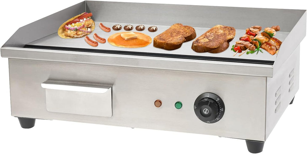 Commercial Electric Griddle, 21' 3000W Countertop Griddle Stainless Steel Large Pan Griddle Cooking Plate with Adjustable Temperature Control for Restaurant Kitchen