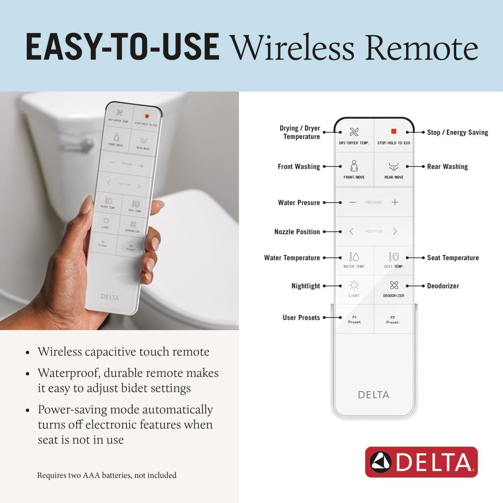 Delta Faucet Refresh Ultimate Elongated Electric Bidet Toilet Seat, Warm Water Bidet, Heated Seat Bidet, Bidet with Dryer, Bidet Attachment for Toilet, Bidet Toilet Seat Elongated, White 893007E-WH