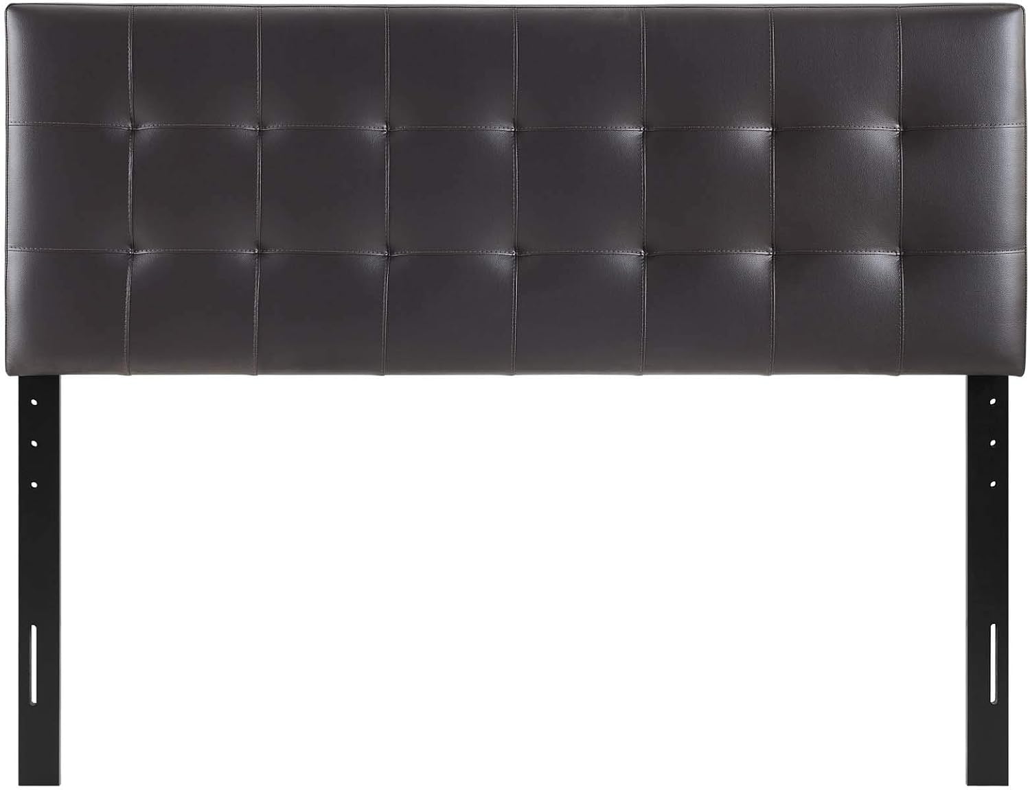 Modway Lily Tufted Faux Leather Upholstered Full Headboard in Brown