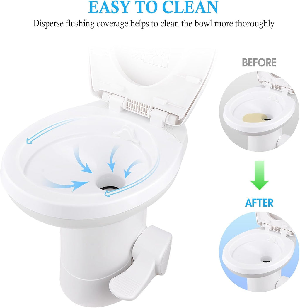 Yescom RV Camper Toilets Gravity Flush 20' High Elongated Foot Pedal for Travel Trailer Motorhome Caravan White HDPE Portable Restroom Toilet Fits for Marine