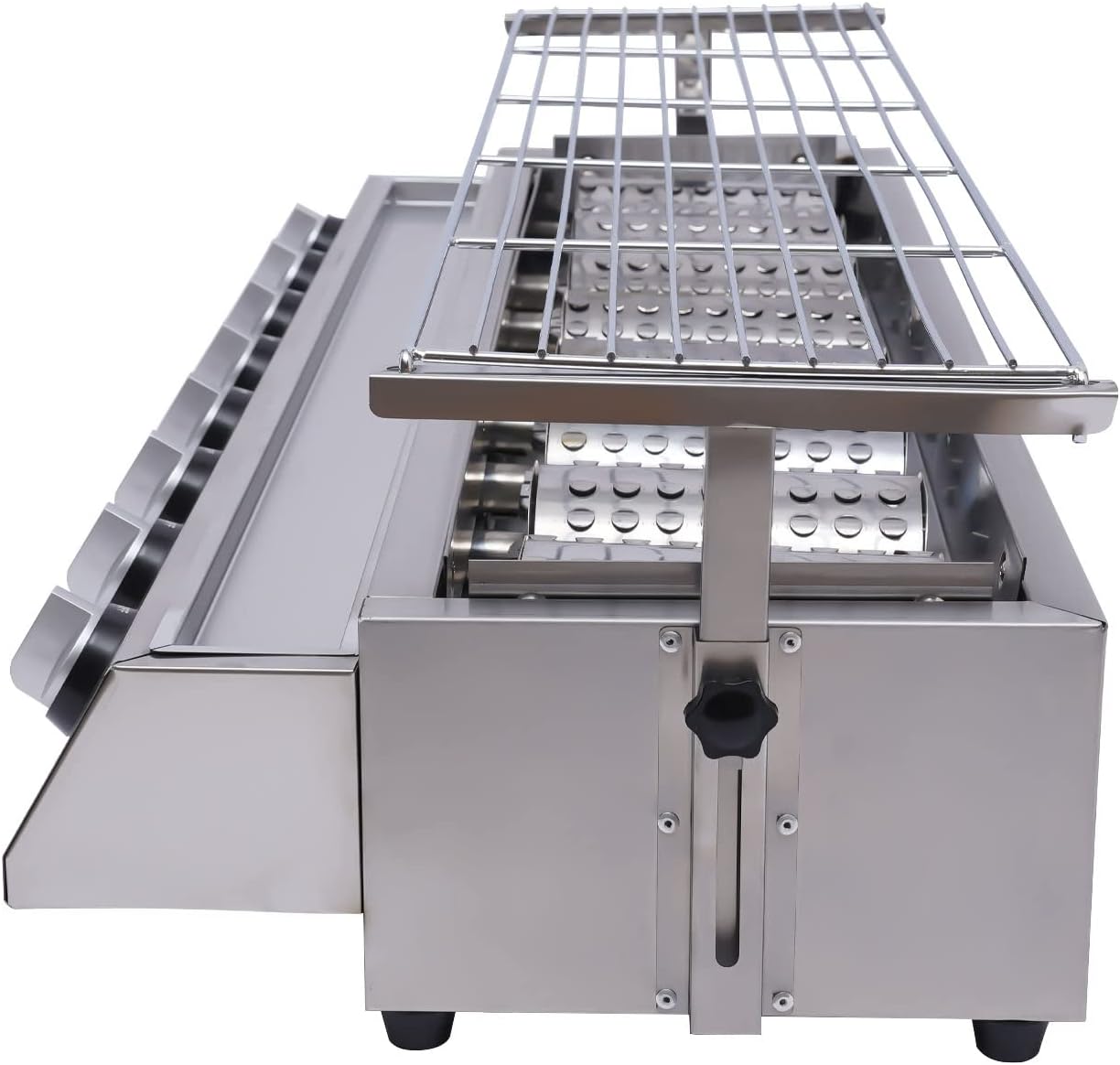 Commercial 8 Burner Gas Countertop Griddle with Smokeless Yakitori Grill, Adjustable Height LPG Propane Indoor Griddle, Removable Grill Net